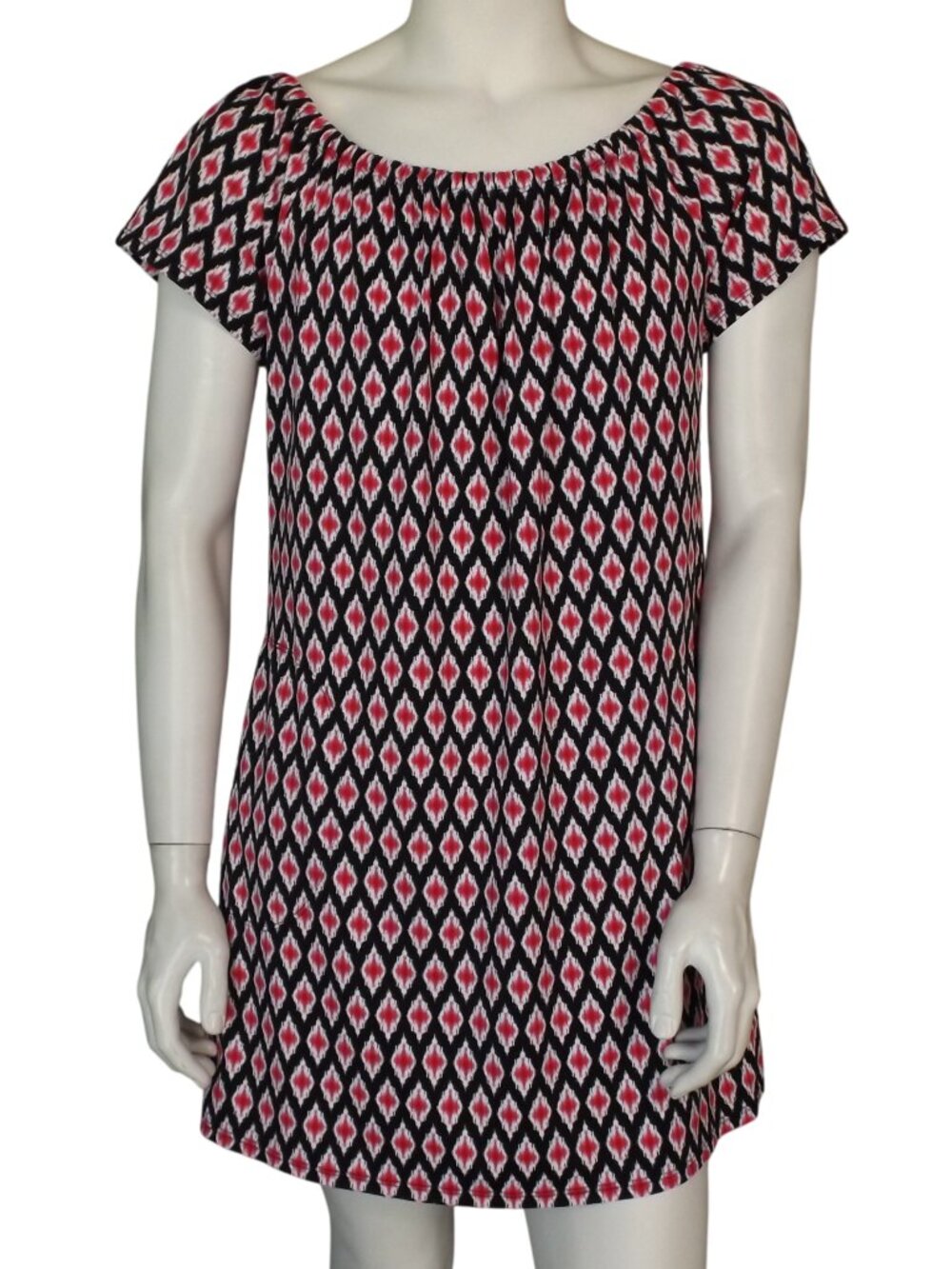 TOMMY BAHAMA Dress, M, Stretch neck, Pockets, Tile Pattern, Short Sleeves
